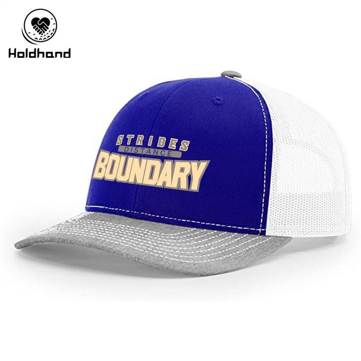 Blue Color Trucker Hat Mesh Baseball Cap Adjustable Snapback Custom English Letter Pattern Design