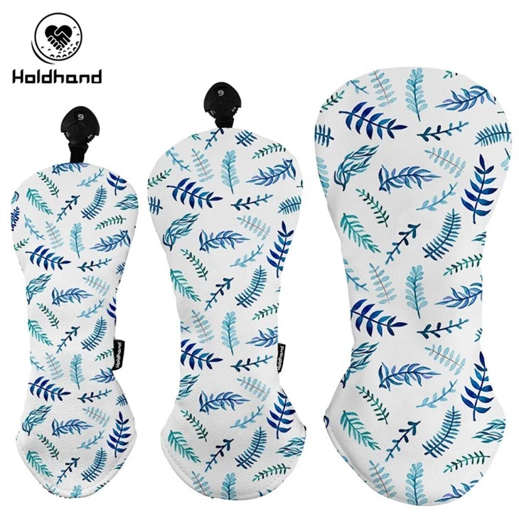 Printing Style Custom Golf Headcovers Top Quality PU Leather Leaves