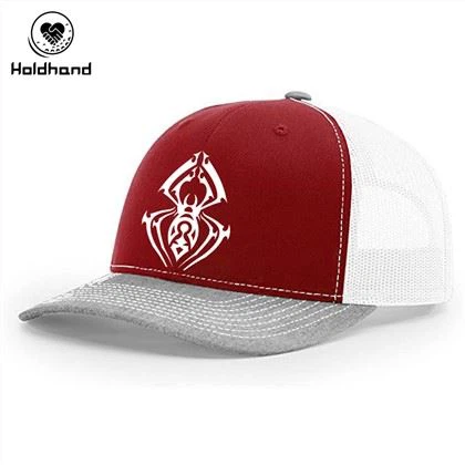 Cappello da camion rosso con stampa ragno Cappello da golf da esterno traspirante ed elegante