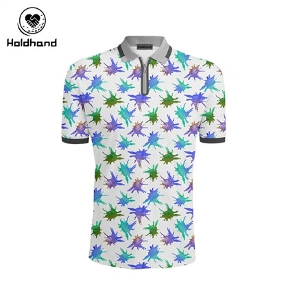 Camicie da golf da uomo a maniche corte Dry Fit Design a getto d'inchiostro a colori Stampa Polo traspirante ad alte prestazioni