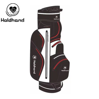 Borsa da golf per sacche da golf personalizzate con design personalizzato resistente all'acqua in poliestere nero e rosso
